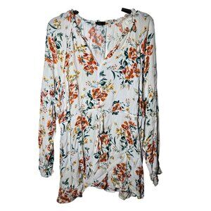 Torrid Women Floral Long Sleeve Tunic Top Plus Size 2X Boho Cottage Fall Relaxed